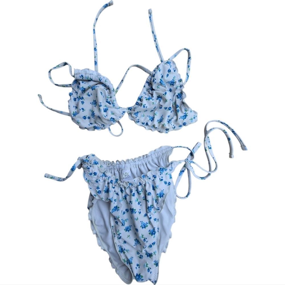 NEW- Wild Fable White and Blue Floral Bikini - Picture 3 of 5